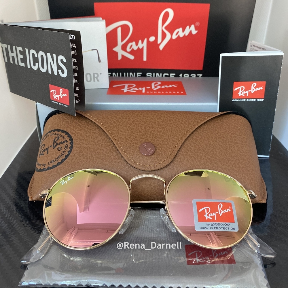 RayBan Round Metal Pink RB3447 Mirror New - Picture 12 of 16